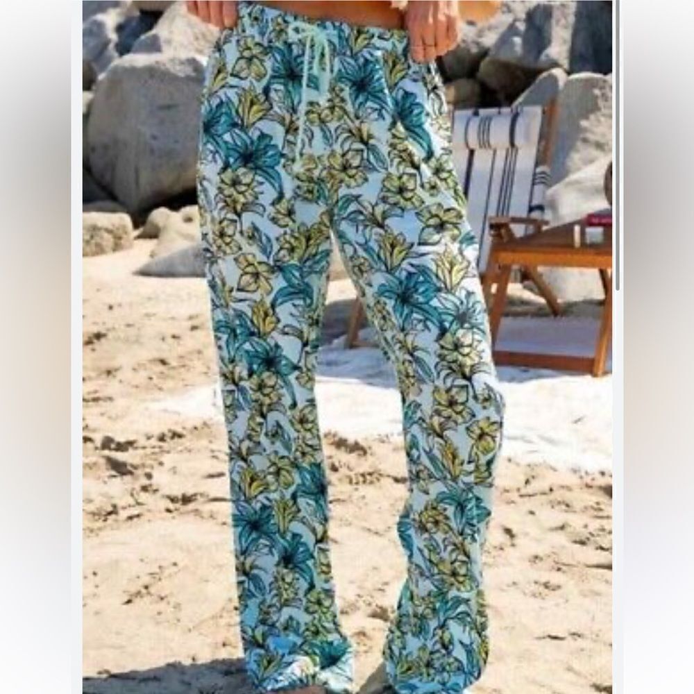 Beach Riot Blue Lagoon Tropical Wide Leg Pants Women’s XXL 2XL